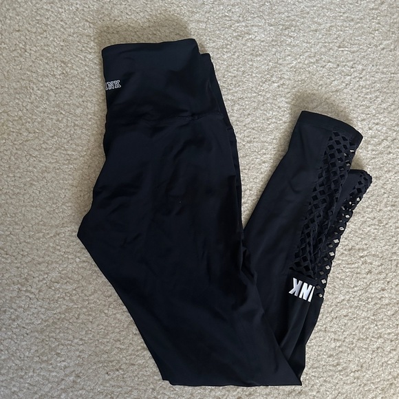 PINK Victoria's Secret Pants - Victoria’s Secret PINK Black Leggings with Mesh Accents Size Medium